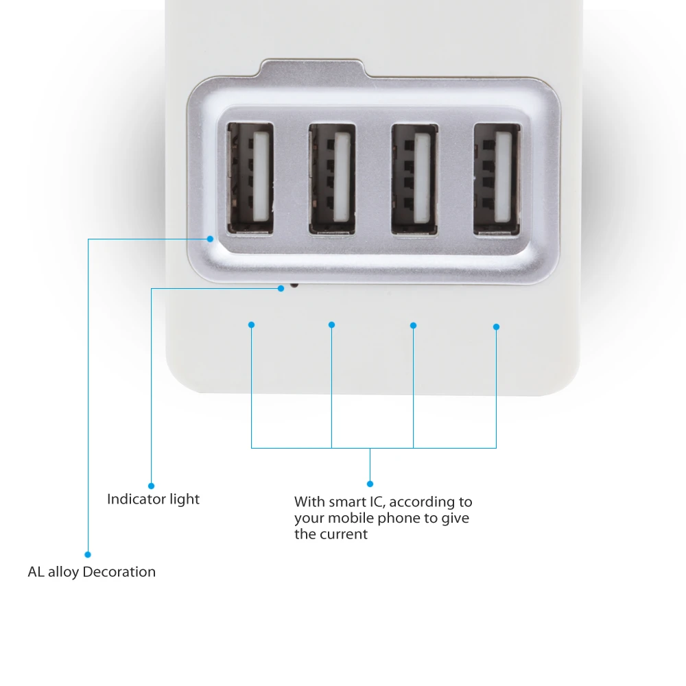 Мода ЕС Зарядное Устройство 4 Порт Нормально USB Портативное Для Мобильного