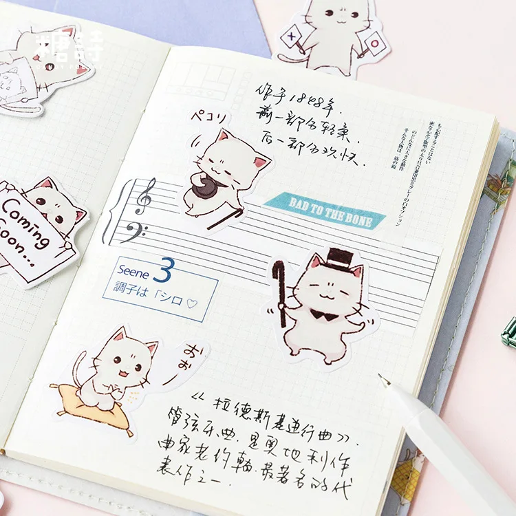 45 шт./лот Kawaii Белый Кот Мини Декоративные наклейки Набор клейких стикеров DIY
