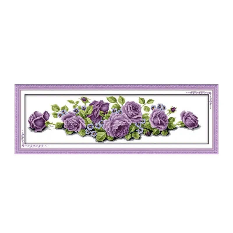 Розовая фиолетовая Роза 11CT 14CT DMC Spiraea ручной Набор для вышивки крестиком