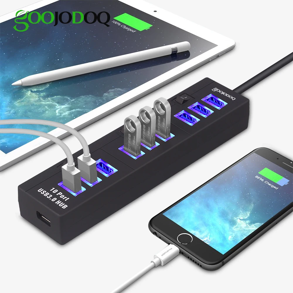 10 портовый USB концентратор 3 0 5 В 2 А адаптер питания зарядное устройство с