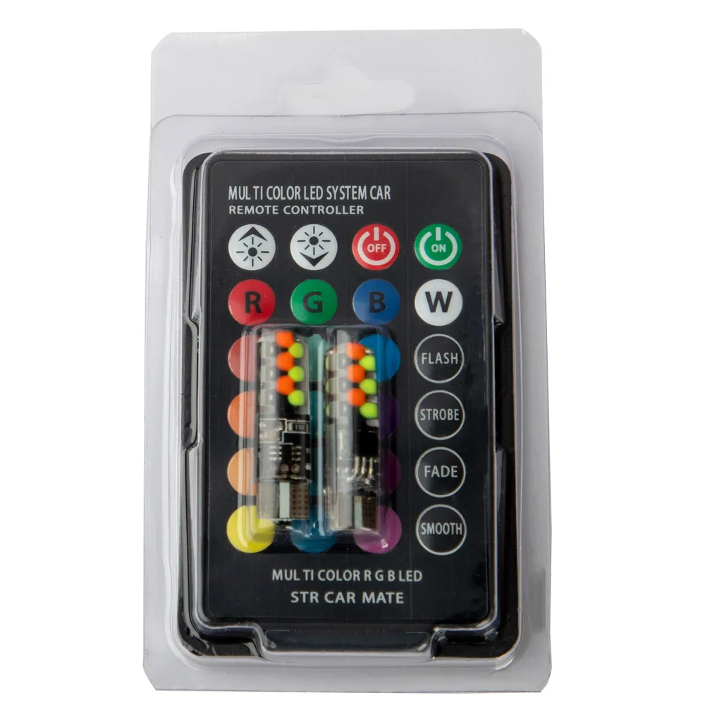 Retail package T10 W5W RGB светодиодный Габаритные фонари для автомобиля 194 168 Ширина Подсветка салона источник для стоп-сигнал для Чтения Купол Лицензия свет с пультом дистанционного управления - Испускаемый цвет: Retail package