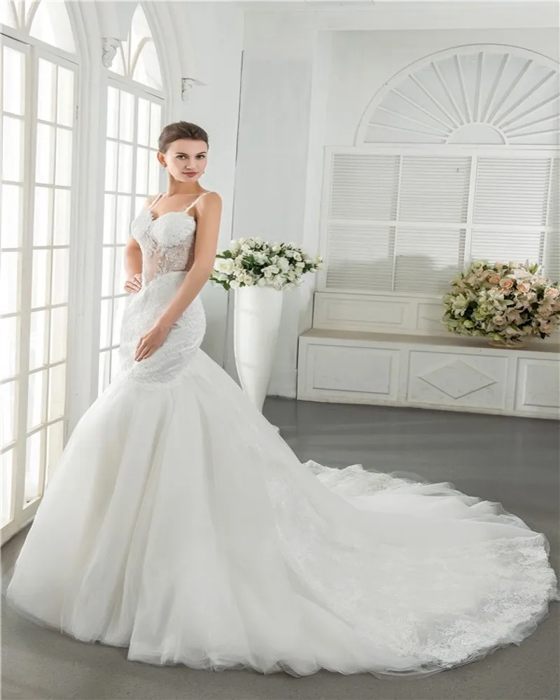 Сексуальная Русалка Свадебные Платья 2016 Sexy See through BacklessWedding Блестки Паффи Тюль