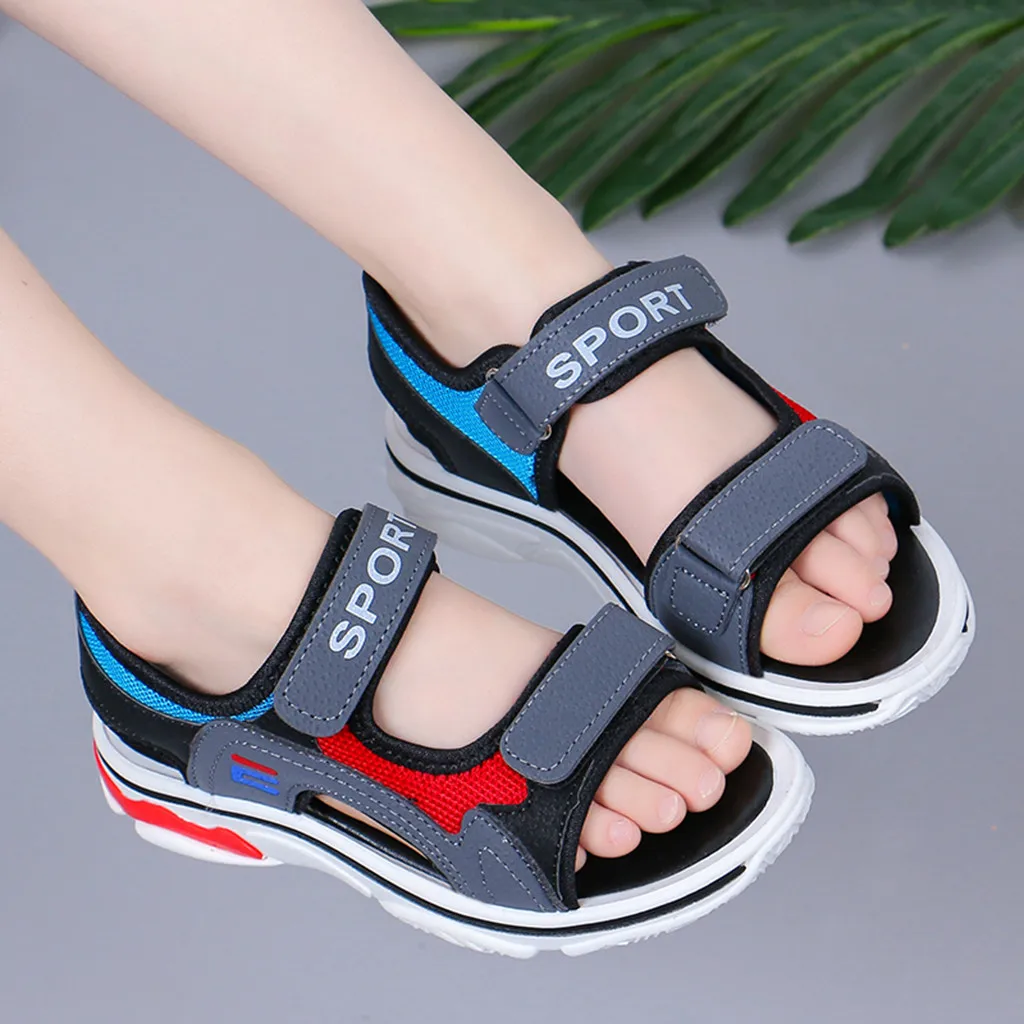 Пляжные сандалии для мальчиков и девочек пляжные сандалии для малышей Детские для маленьких мальчиков Повседневное молния Обувь, сандалии# TX4