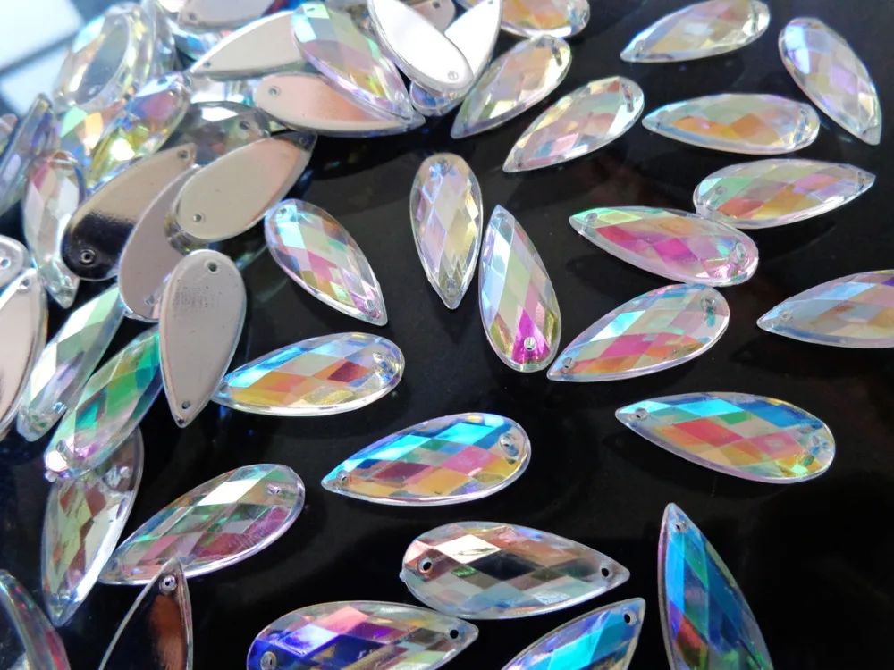 Распродажа прозрачные Стразы AB цвета пришивные камни 8*21 мм в форме капли