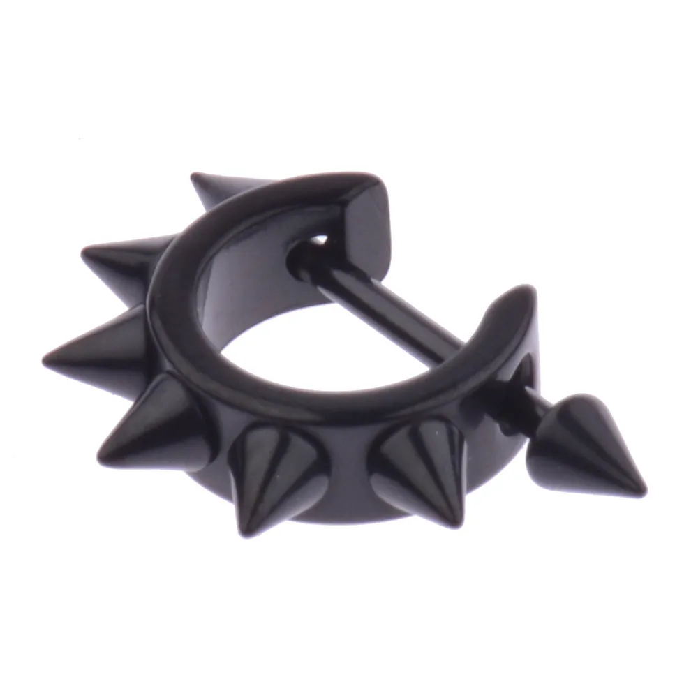 Black Amader, 1 шт., панк, мужские, женские, нержавеющая сталь, обруч, новинка, острое ухо, черные серьги-гвоздики, готические, черные серьги - Окраска металла: Black