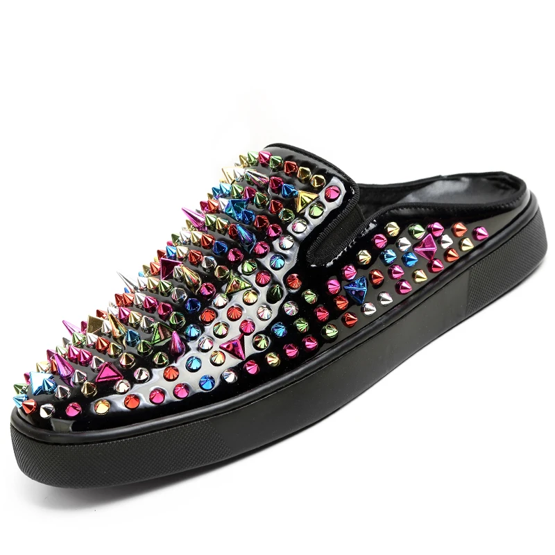 Сандалии мужские с заклепками Натуральная Воловья кожа плоская подошва без