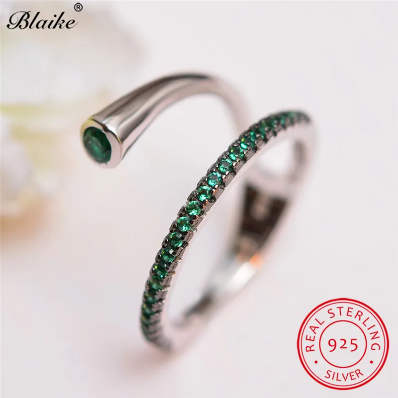 Blaike реальные 925 пробы серебряные кольца для женщин минималистский укладки волна