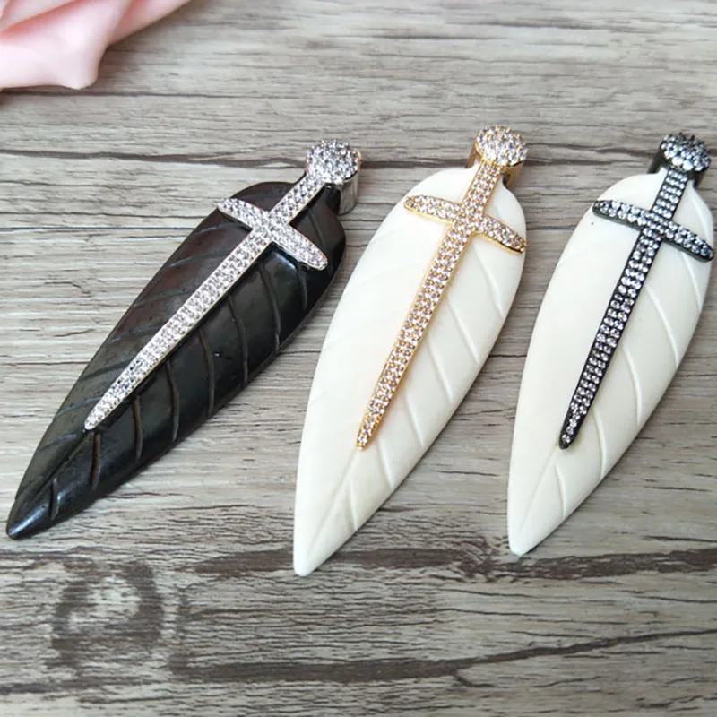 5 шт. уникальные кулоны в виде перьев и костей|ox bone pendant|feather pendantpave crystal pendant |