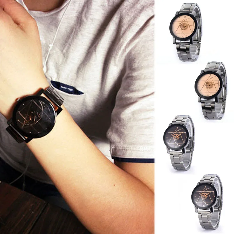 Часы для влюбленных модные наручные часы из нержавеющей стали Кварцевые мужчин и