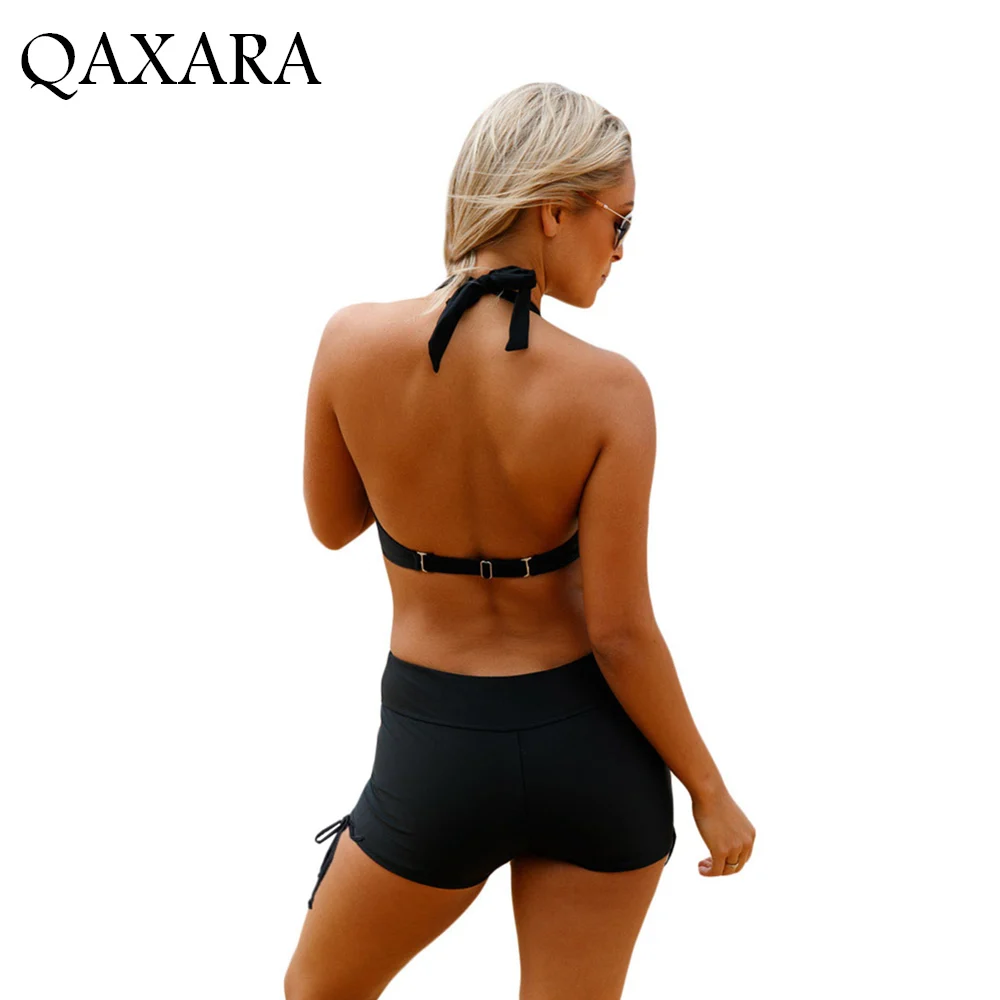 Розовый серый черный Обёрточная бумага push up Холтер Шорты с высокой талией