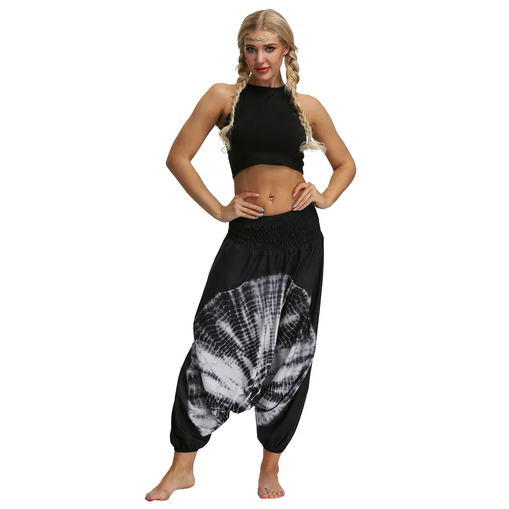 Женские панталоны женские шаровары pantalones mujer pantalones de mujer уличная одежда свободный размер повседневные Свободные мешковатые брюки Бохо Z4