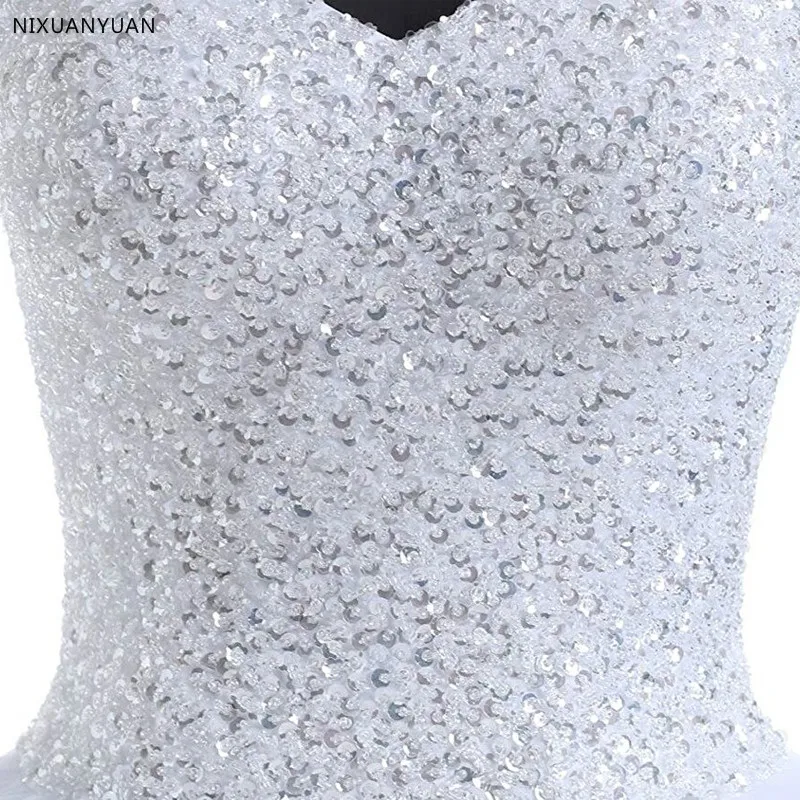 Sweetheart Ball Gown Wedding Dresses White Ivory Tulle Crystal Dress Lace Up Back Cheap Bride | Свадьбы и торжества