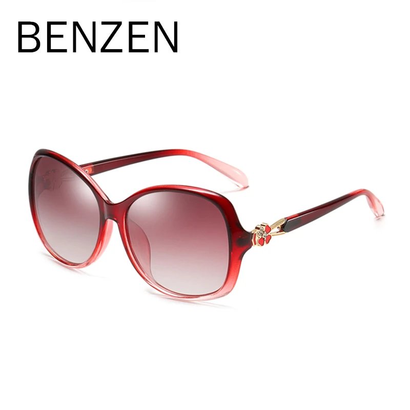 BENZEN, кошачий глаз, солнцезащитные очки, женские, Роскошные, поляризационные, женские, солнцезащитные очки для вождения, UV 400, женские очки, оттенок черный, 6608 - Цвет линз: WINE RED