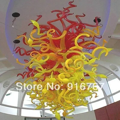 

LR738-Free Shipping High Quality Red and Yellow Glass Chandelier
