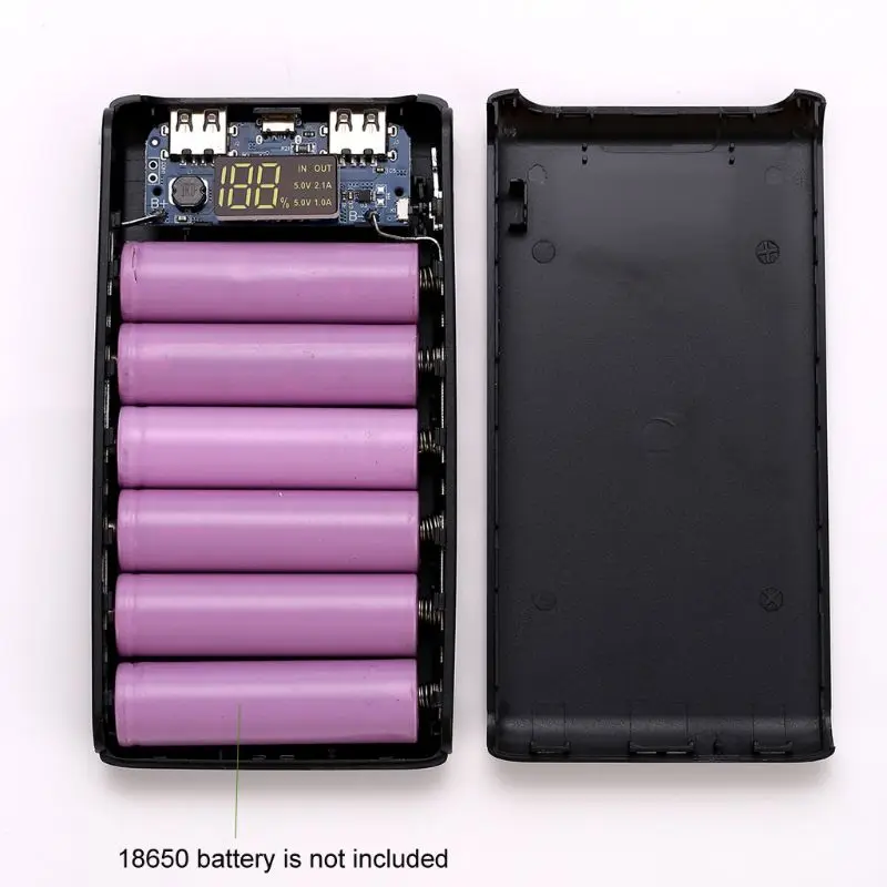 (Без батареи) двойной USB выход 6x18650 аккумулятор DIY Блок внешнего аккумулятора