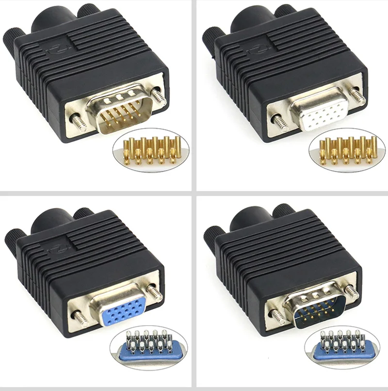 2 шт. vga разъем 15pin/отверстие 3 ряда DB15 мужской женский сварочной головки черный