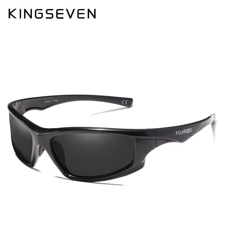 Bright black KINGSEVEN, дизайнерские солнцезащитные очки для мужчин, для вождения, мужские поляризованные солнцезащитные очки, Ретро стиль, оправа, очки Oculos Gafas, UV400, очки - Цвет линз: Bright black