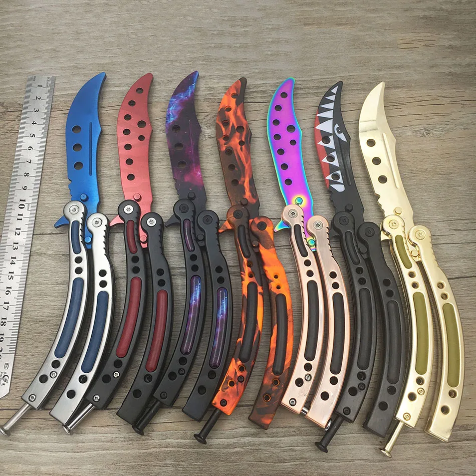 CS GO бабочка в ноже Karambit нож практика складной нож бабочка тренажер игра нож тупое лезвие без края инструмент