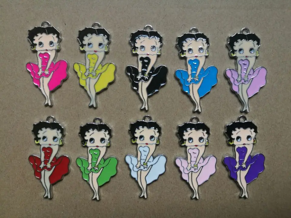 Партия 100 шт. фиолетовое танцевальное платье бетти боп Мультяшные эмалевые