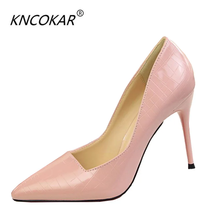 Винтажные тонкие туфли KNCOKAR на высоком каблуке и неглубоком металлическое