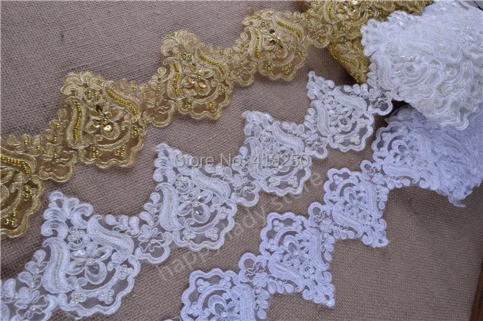 9 5 ярдов 12 цветов жемчужные бусины и блестки свадебная кружевная отделка для