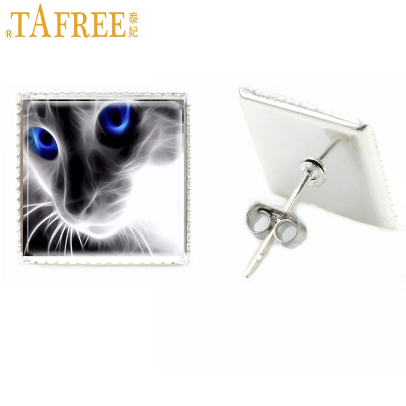 Женские квадратные серьги гвоздики TAFREE 3D реалистичные в виде кошачьей собаки