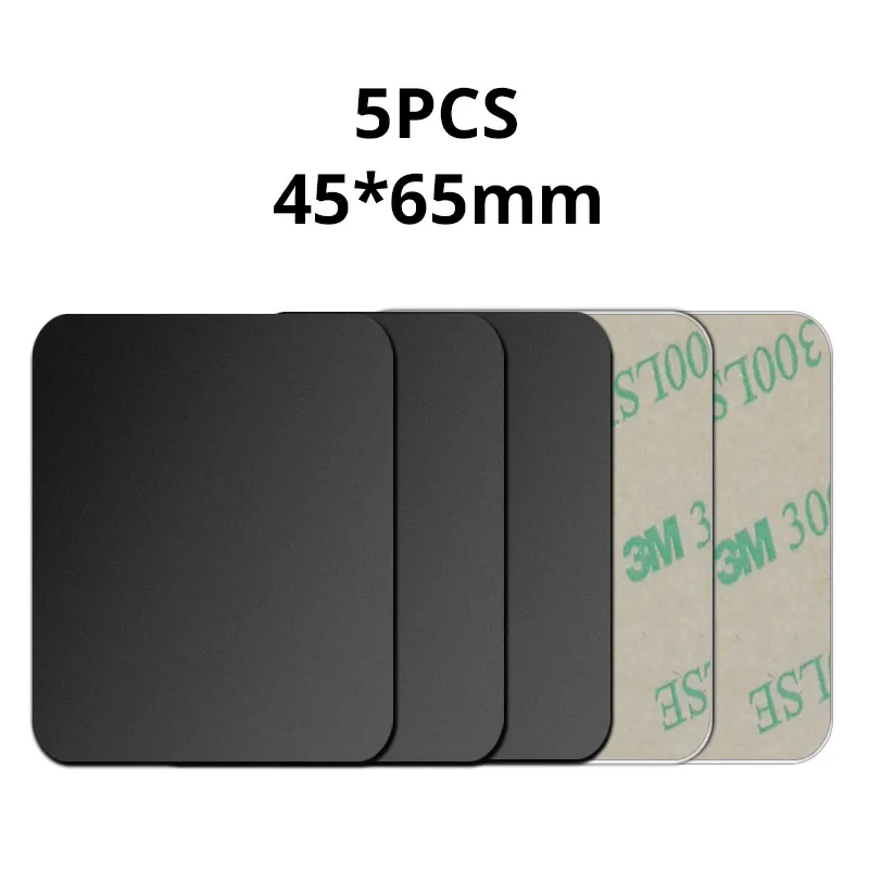 5pcs 45x65mm Black Универсальная наклейка на металлическую пластину для магнитного автомобильного держателя телефона, сменная металлическая пластина, железный лист, комплект для магнитного держателя телефона, подставка - Цвет: 5pcs 45x65mm Black