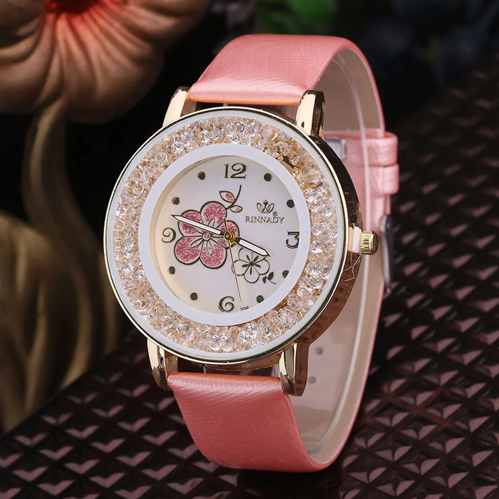 Женские часы женские наручные с шариком кварцевый ремешок узором в виде Розы и