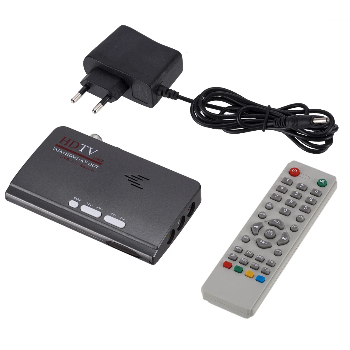 DVB-T/DVB-T2 ТВ тюнер приемник DVB T/T2 ТВ коробка VGA AV CVBS 1080 P HDMI Цифровой HD спутниковый ресивер с пультом дистанционного управления Управление