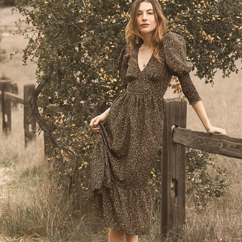 Женское кружевное платье-трапеция платье из полиэстера с рукавами три четверти и