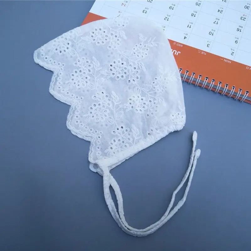 Bnaturalwell Baby Girls White Cotton bonnet Flowers decor sunhat Size 2-12m Christening Bonnet Gift Newborn Photo Prop H201S | Детская