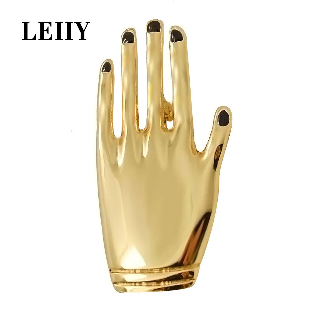 LEIIY простой Панк Дизайн черная эмаль золотой цвет большая ручная Булавка и броши