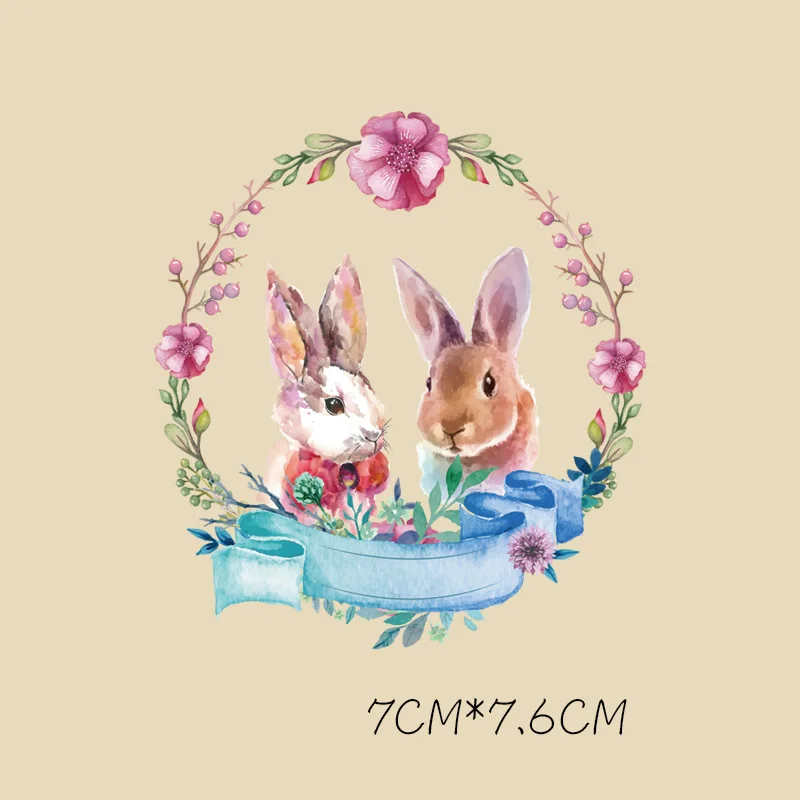 Праджня с принтом в виде цветов и нашивки кролик горячим утюгом на Стикеры для