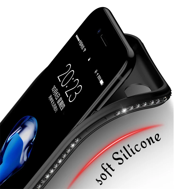 Роскошный чехол со стразами для iPhone 6 6s 7 8 Plus мягкий силиконовый блестящий funda X