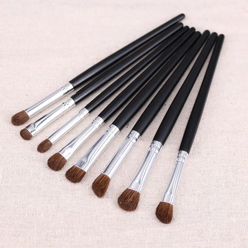 8pcs Set Профессиональный макияж глаз набор кистей для натуральных волос Тени для век подводка для бровей Крем для растушевки контура растушевка набор инструментов для макияжа - Handle Color: 8pcs Set