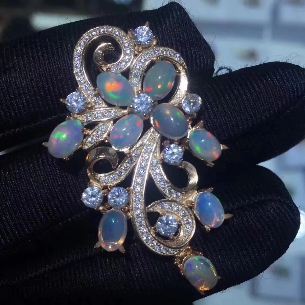 Женская Вечерние шь из серебра 925 пробы с опалом 4 Х6 мм|fine jewelry|jewelry broochjewelry fashion |