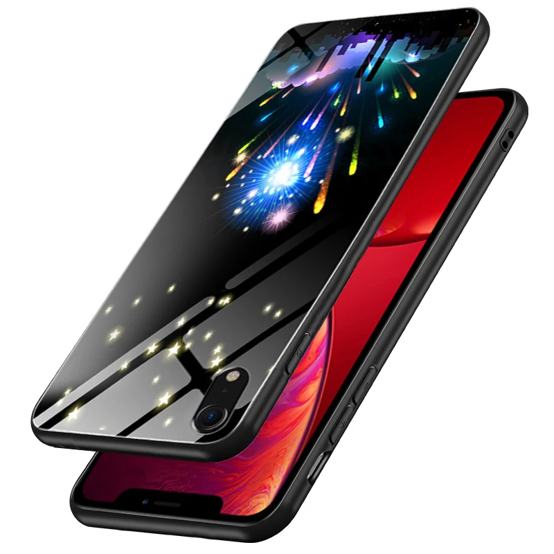 Стеклянный светящийся чехол для iPhone X XR XS Max 6 6S 7 8 Plus Любовь светится в темноте