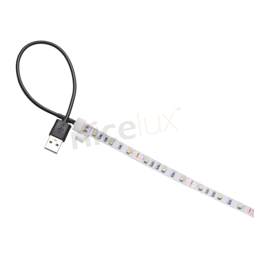30 см 2 Контактный USB LED разъем ленты для 8 мм 10 5 в SMD 5050 3528 IP20 не водонепроницаемая