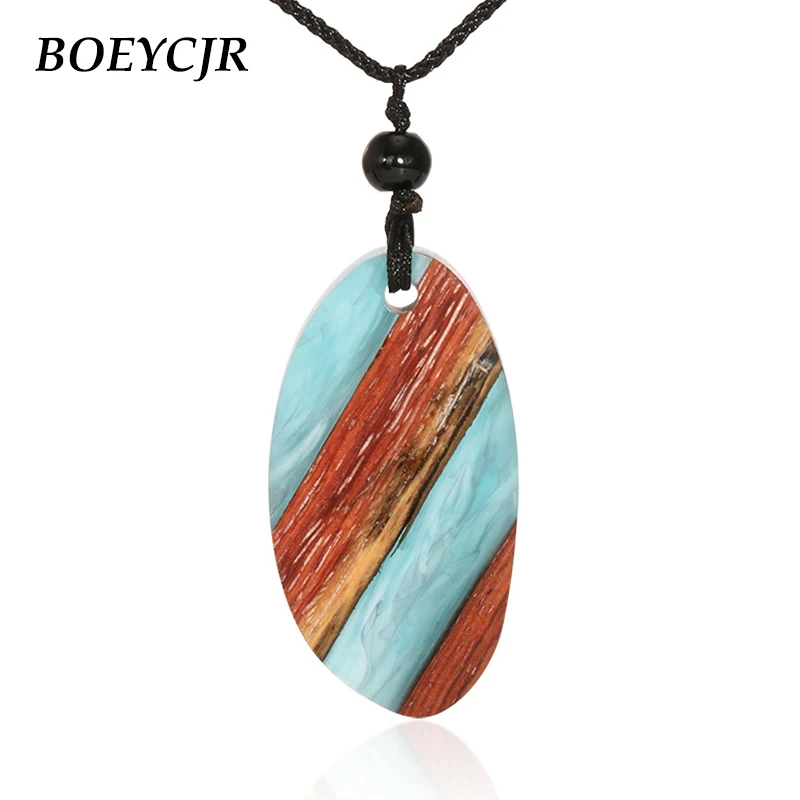 Ожерелье из дерева и смолы BOEYCJR этническое винтажное ожерелье ручной работы в