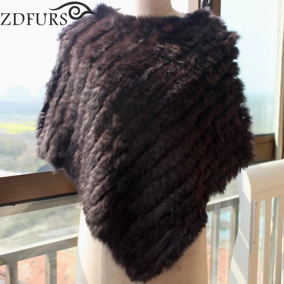 2018 модное меховое пончо вязаная кроличья меховая маленькая накидка Прямая