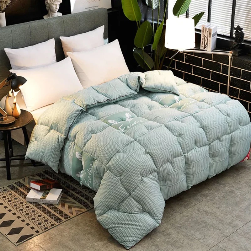 

Fashion luxury cotton velvet four seasons quilt thicken stitching comforter/duvet/blanket bedding print solid color cotton quilt