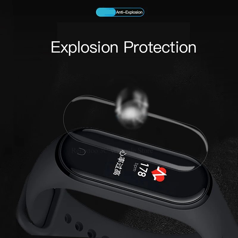 Защитная пленка для смарт браслета Xiaomi Mi Band 4 3 Гидрогелевая всего экрана не