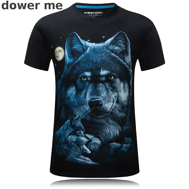Dwayne High quality new fashion cotton 3d t shirt men summer arrvial 3D Awesome wolf man's T-shirt extended plus size 5XL | Мужская