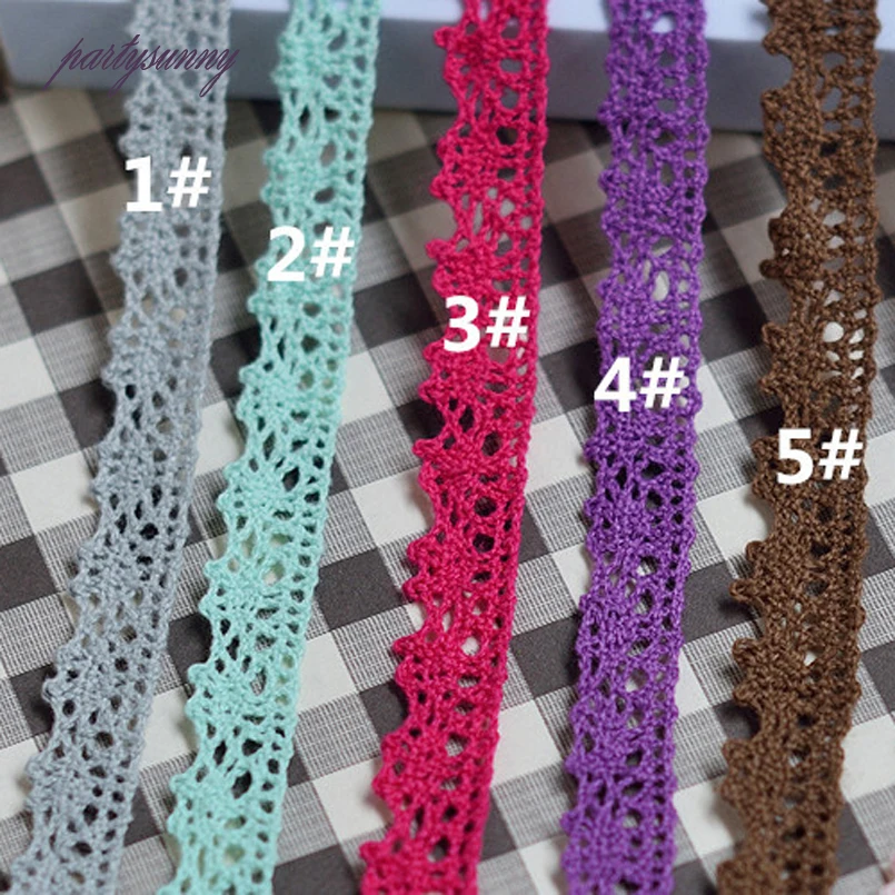 PF 1 Ярдов 1.5 см Широкий Многоцветный Кружевной Отделкой Хлопок Кружево Аппликация