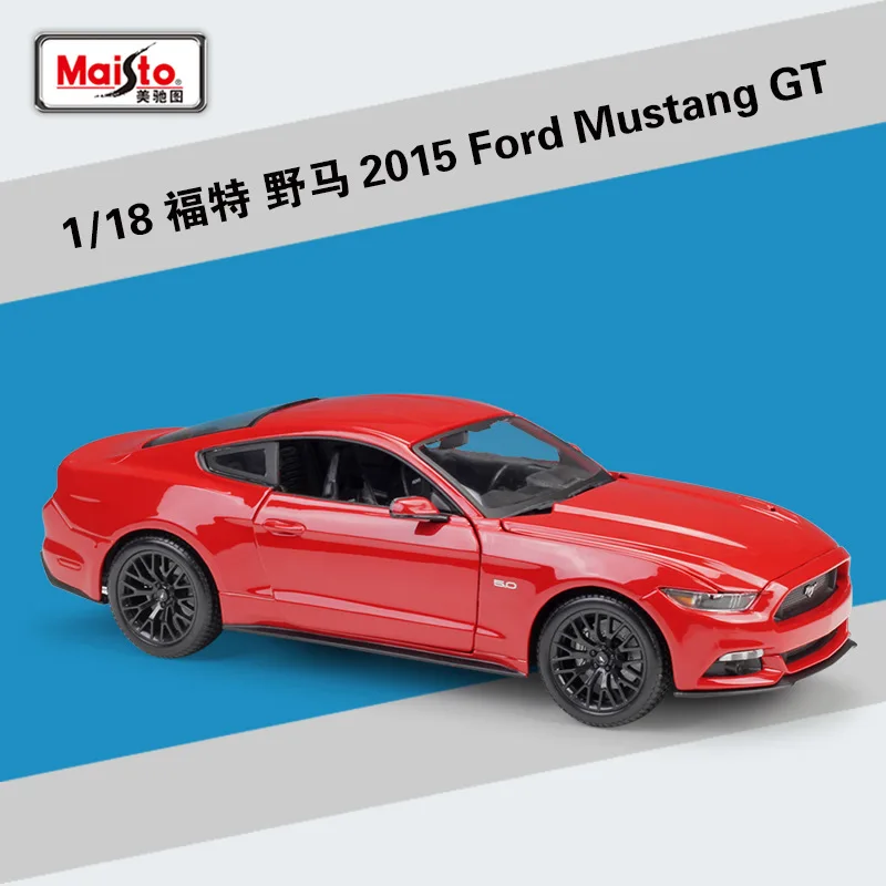 red 1:18 Maisto Ford Mustang GT матовый черный/оранжевый/желтый/синий/красный литой модельный автомобиль - Цвет: red