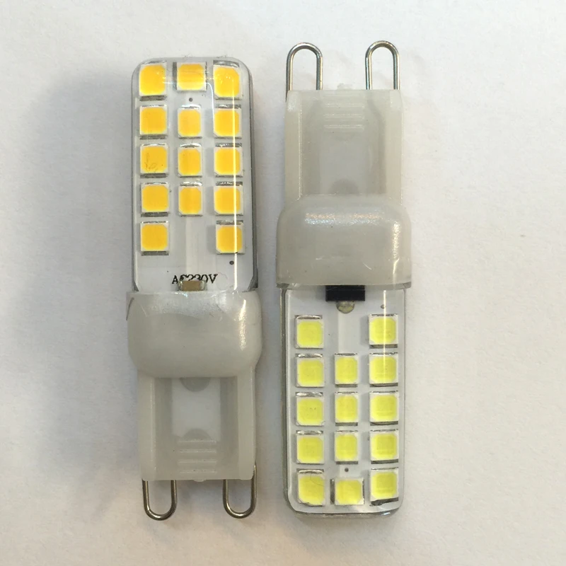 

Silicone G9 6W LED Corn Bulb Dimmable AC 220V 2835 SMD 3014 Candle Replace Halogen lamp Chandelier Light 28LEDS 5pcs/lot