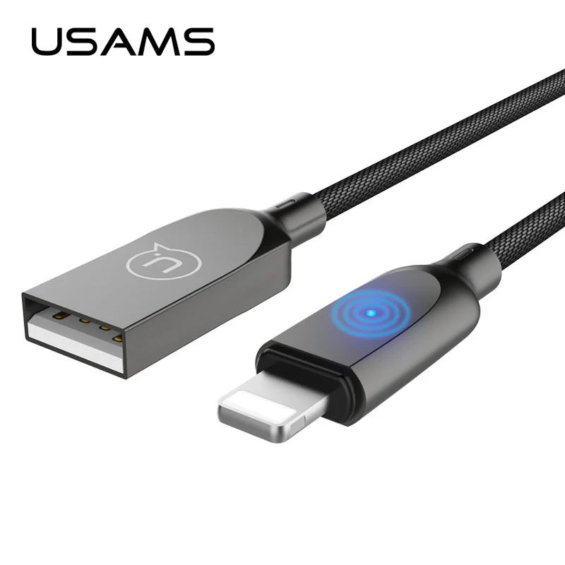 Автоотключения зарядка через usb кабель для iPhone x 8 7 6 ipad USAMS телефон свет iOS 11 10 9