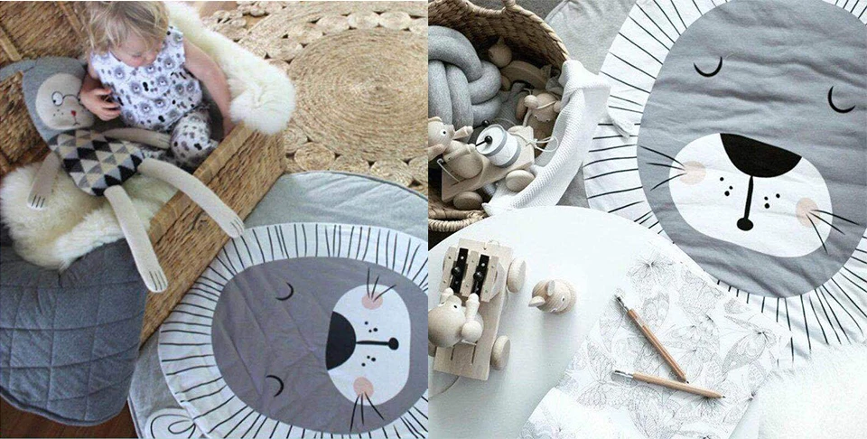 Baby Playmat Cartoon Circle Shape Rabbit Unicorn Pattern Baby Activity Gym Baby Gym Playmat Baby Room Rug Carpet In The Nursery