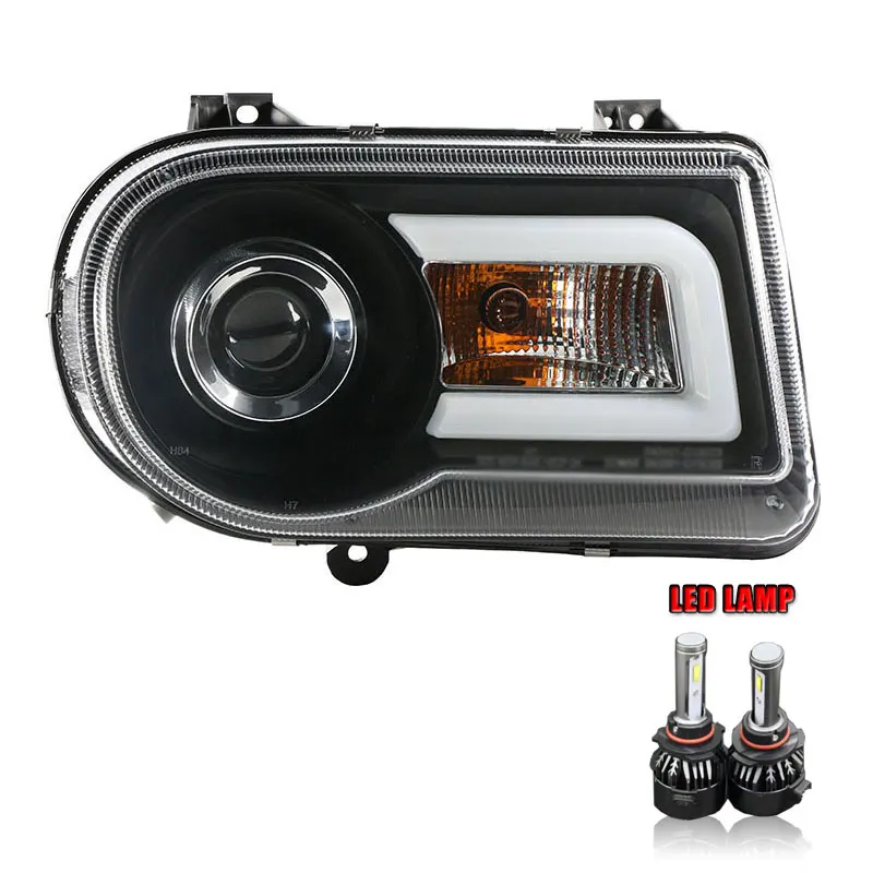 ALL LED 2 шт. светодиодный фары для Chrysler 300C 2005-2012 светодиодный Автомобильные фары ангельские глазки комплект ксеноновых фар, Высокопрочная конструкция протовотуманная подсветка Габаритные огни - Цвет: ALL LED