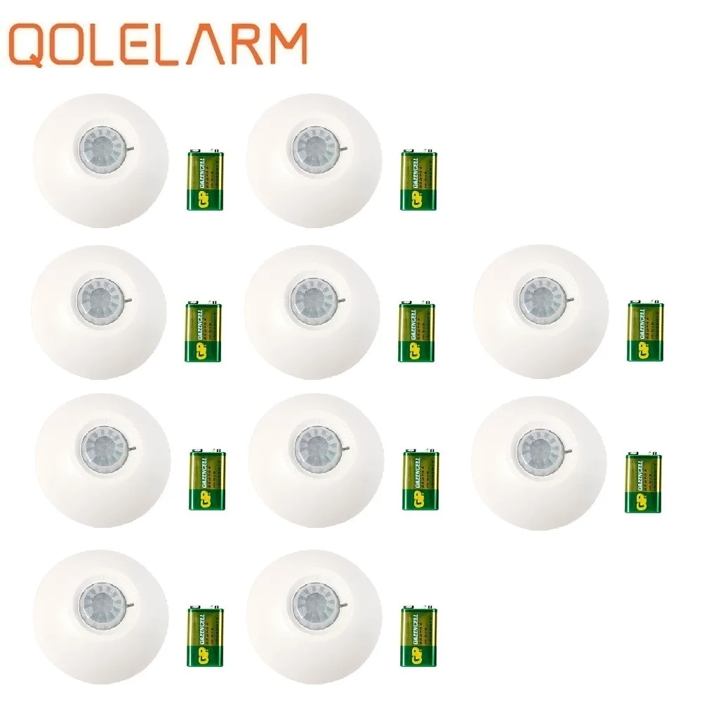 QOLELARM 4/10 pcs каждый много 433 MHZ беспроводной 360 градусов крыши Потолок PIR